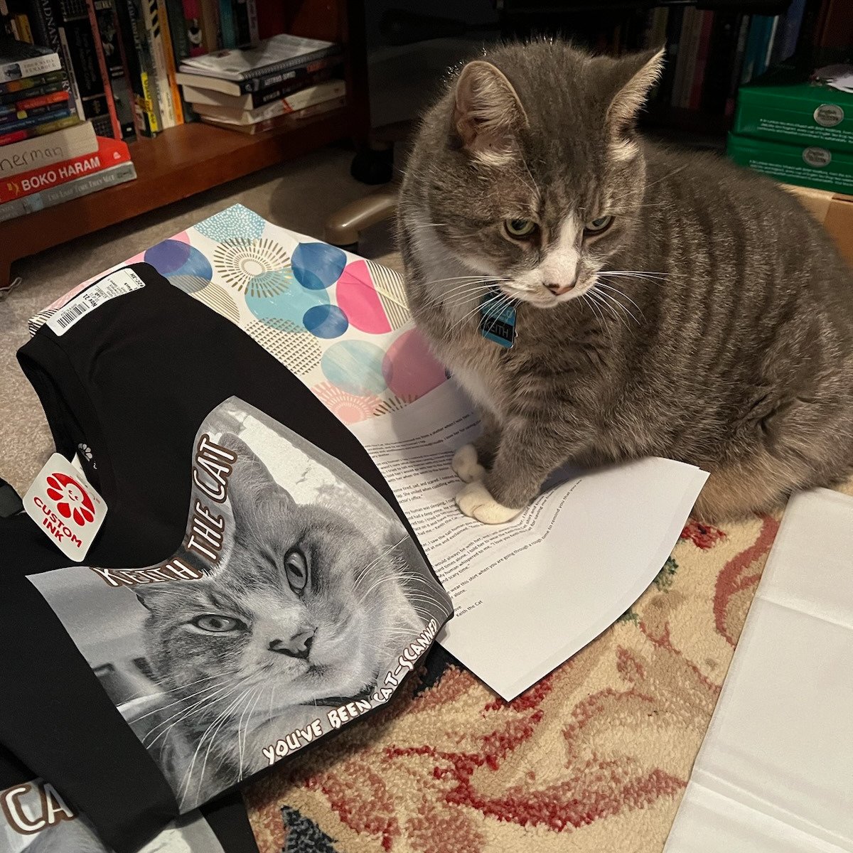 Keith the Cat and his merchandise.
