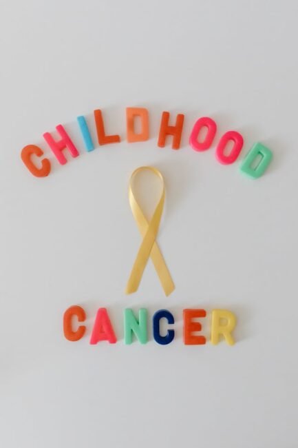 Childhood Cancer spelled out in colorful letters