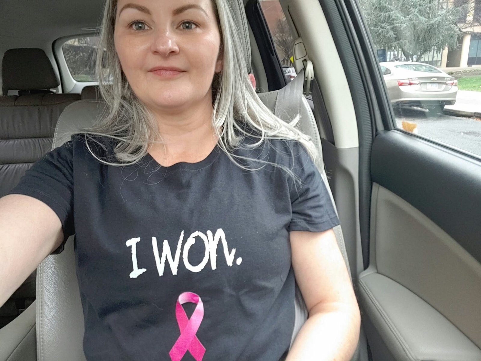 Dawn Campbell wearing a Cancer t-shirt